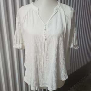 For The Republic Cream Button-Up Blouse